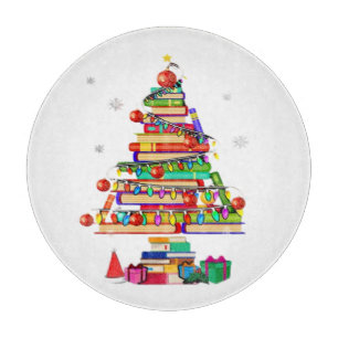 Frohe Weihnachten Bibliotheksbaum Schneidebrett