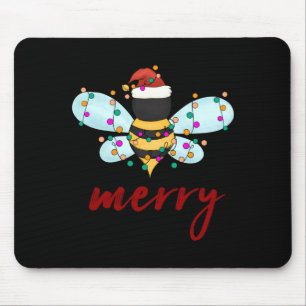Frohe Weihnachten Biene in Santa Hut Süße Frohe Xm Mousepad