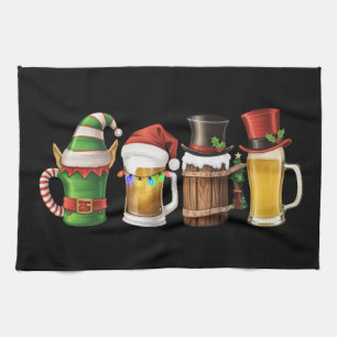Frohe Weihnachten Bier Trinken Santa Bierliebhaber Geschirrtuch