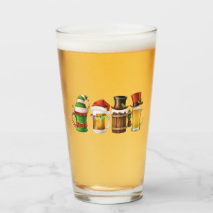 Frohe Weihnachten Bier Trinken Santa Bierliebhaber Glas