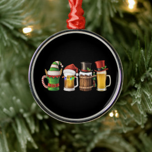 Frohe Weihnachten Bier Trinken Santa Bierliebhaber Ornament Aus Metall