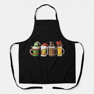 Frohe Weihnachten Biere Trinkender Weihnachtsmann  Schürze