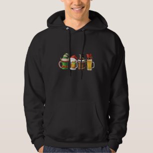 Frohe Weihnachten Biertrinkender Weihnachtsmann Bi Hoodie