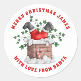Frohe Weihnachten bis Kind von Santa Chimney Runder Aufkleber