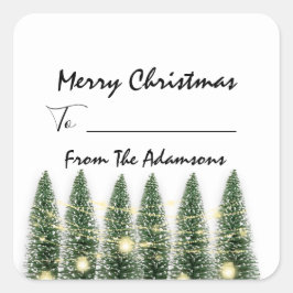 Frohe Weihnachten bis...von Familienname Holidays  Quadratischer Aufkleber