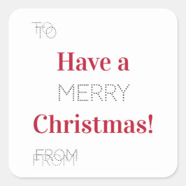 Frohe Weihnachten bis Von Roter Typografie Geschen Quadratischer Aufkleber