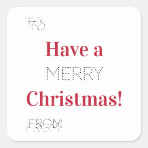 Frohe Weihnachten bis Von Roter Typografie Geschen Quadratischer Aufkleber