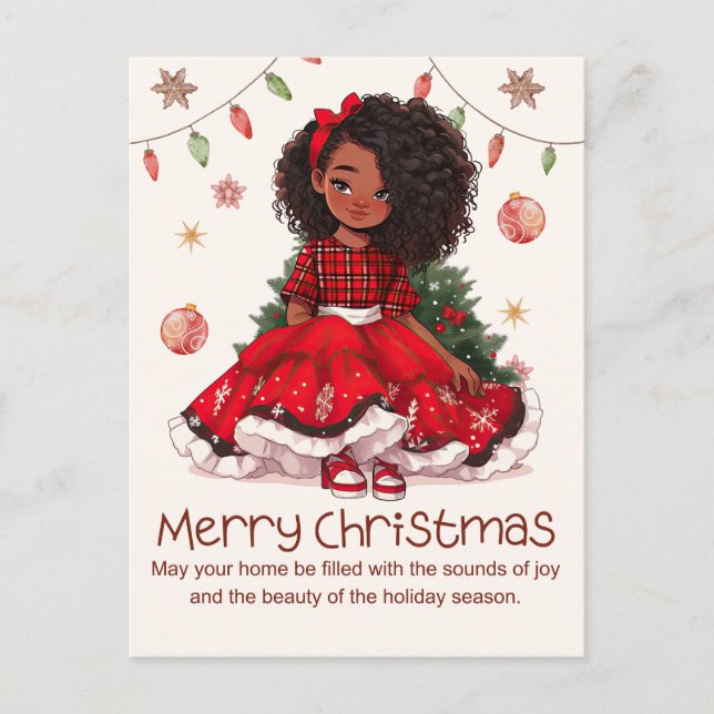 Frohe Weihnachten Black Girl Magic Melanin Weihnac Postkarte (Vorderseite)