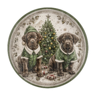 Frohe Weihnachten Black Labrador Retriever Welpe Schneidebrett