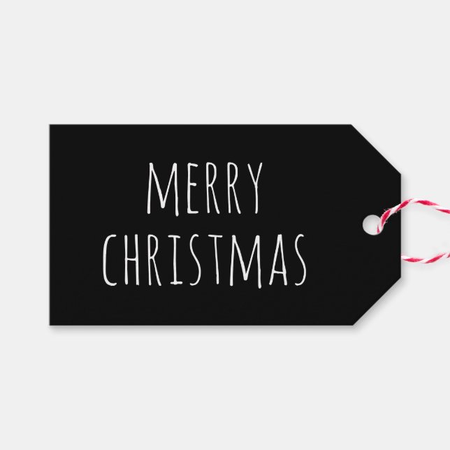 Frohe Weihnachten | Black Modern Minimalistisch Ho Geschenkanhänger (Vorderseite (Horizontal))