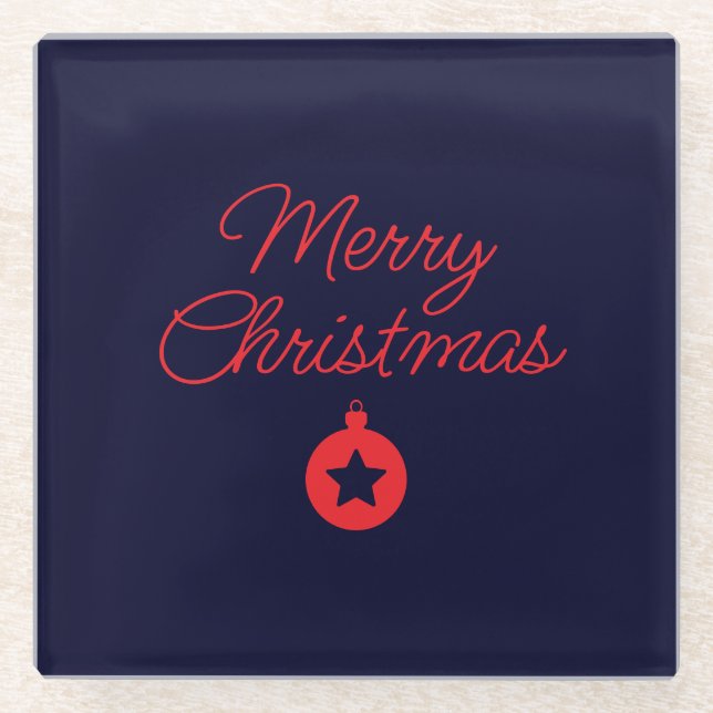 Frohe Weihnachten Black Rock Blue Classical Einzig Glasuntersetzer (Vorderseite)