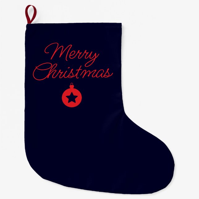 Frohe Weihnachten Black Rock Blue Classical Einzig Großer Weihnachtsstrumpf (Vorderseite)