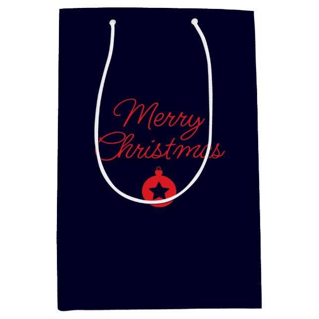 Frohe Weihnachten Black Rock Blue Classical Einzig Mittlere Geschenktüte (Vorderseite)