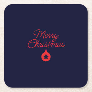 Frohe Weihnachten Black Rock Blue Classical Einzig Rechteckiger Pappuntersetzer