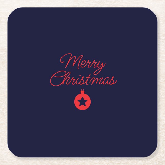 Frohe Weihnachten Black Rock Blue Classical Einzig Rechteckiger Pappuntersetzer (Vorderseite)