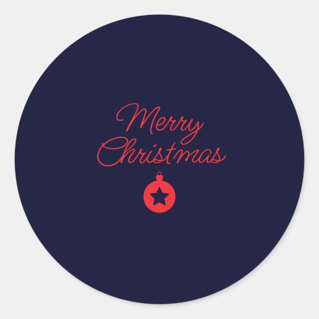 Frohe Weihnachten Black Rock Blue Classical Einzig Runder Aufkleber (Vorderseite)