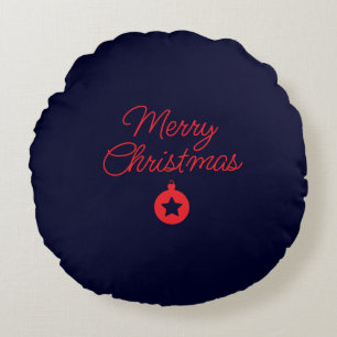 Frohe Weihnachten Black Rock Blue Classical Einzig Rundes Kissen