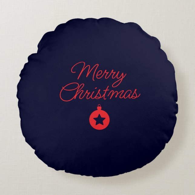 Frohe Weihnachten Black Rock Blue Classical Einzig Rundes Kissen (Vorderseite)