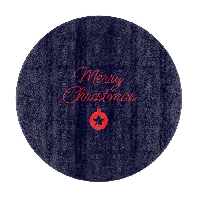 Frohe Weihnachten Black Rock Blue Classical Einzig Schneidebrett (Vorderseite)