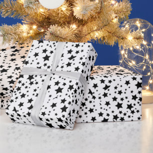 Frohe Weihnachten Black Stars Geschenkpapier
