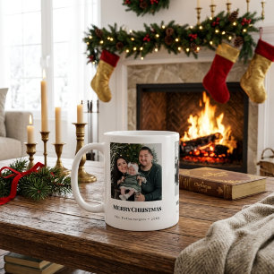 Frohe Weihnachten Black Typography 3-Foto-Geschenk Kaffeetasse