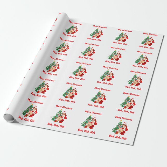 Frohe Weihnachten Blah, Blah, Blah - Funny Christm Geschenkpapier (Ungerollt)