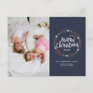 Frohe Weihnachten Blau   Foto Holiday Card