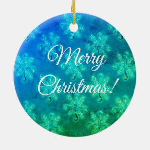 Frohe Weihnachten Blau Keramik Ornament