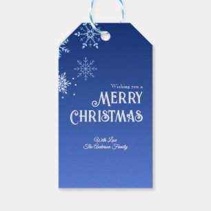 Frohe Weihnachten Blau Moderne Schneeflocke Geschenkanhänger