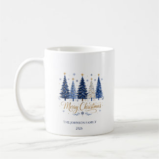 Frohe Weihnachten Blau Personalisierter Name und J Kaffeetasse