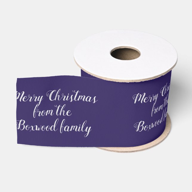 Frohe Weihnachten Blau saisonale Gruß Custom Text Ripsband (Spule)