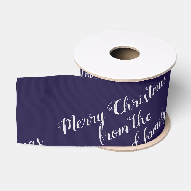 Frohe Weihnachten Blau saisonale Gruß Custom Text Ripsband (Spule)