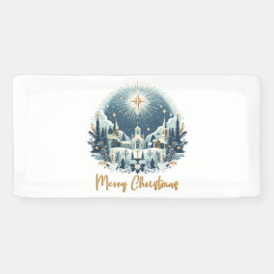 Frohe Weihnachten Blau und Gold Banner