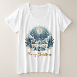 Frohe Weihnachten blau und gold Große Größe T-Shirt