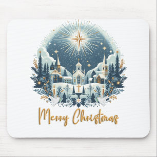 Frohe Weihnachten Blau und Gold Mousepad