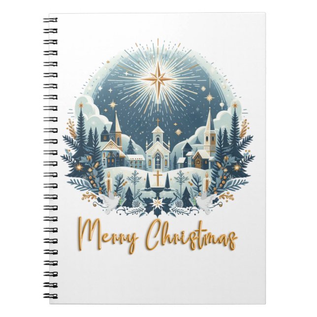 Frohe Weihnachten Blau und Gold Notizblock (Vorderseite)