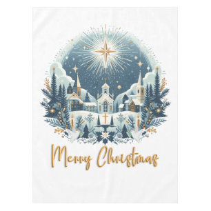 Frohe Weihnachten Blau und Gold Tischdecke