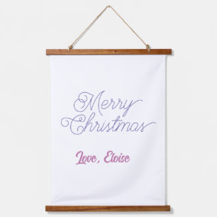 frohe weihnachten blaue name liebe einfache blaue wandteppich mit holzrahmen