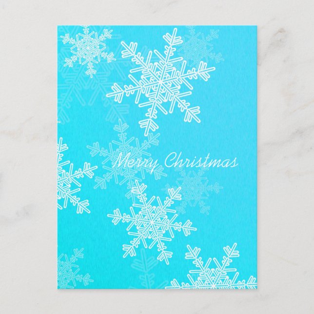 Frohe Weihnachten Blaue Schneeflocken Minimalistis (Vorderseite)
