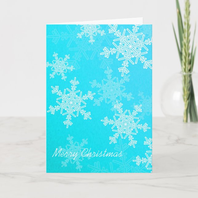 Frohe Weihnachten Blaue Schneeflocken Minimalistis (Vorderseite)
