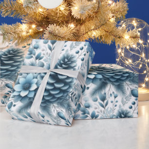 Frohe Weihnachten Blaue Tannenzapfen Geschenkpapie Geschenkpapier