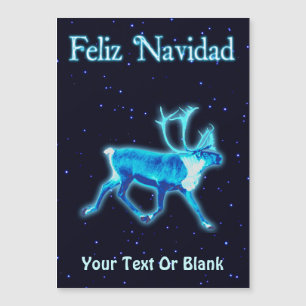 Frohe Weihnachten - Blauer Karibu (Rentier) Magnetkarte
