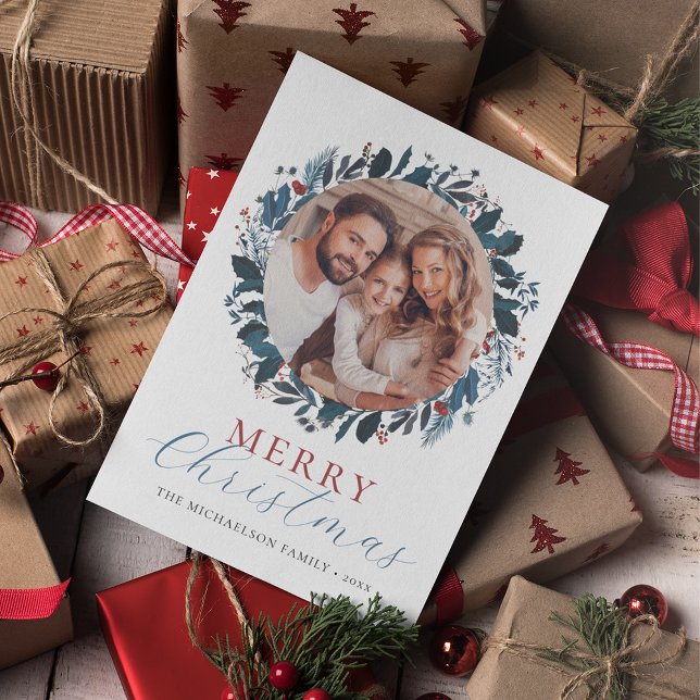 Frohe Weihnachten Blue Green Holly Foto (Von Creator hochgeladen)