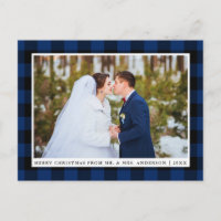Frohe Weihnachten Blue Kariert Wedding Foto