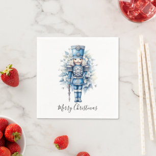 Frohe Weihnachten Blue Nutcracker Serviette