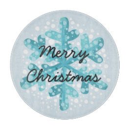 Frohe Weihnachten Blue Snowflake Modern Circular Schneidebrett