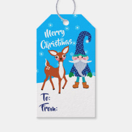 Frohe Weihnachten Blue Snowflakes Gnome Niedlich D Geschenkanhänger