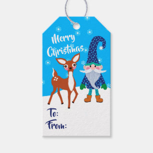 Frohe Weihnachten Blue Snowflakes Gnome Niedlich D Geschenkanhänger