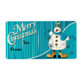Frohe Weihnachten Blue Snowman Gift Tags