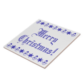 Frohe Weihnachten Blue Snowman Snowflake Muster Fliese